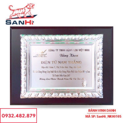Bảng Vinh Danh Đồng mạ bạc SanHi-NK010S